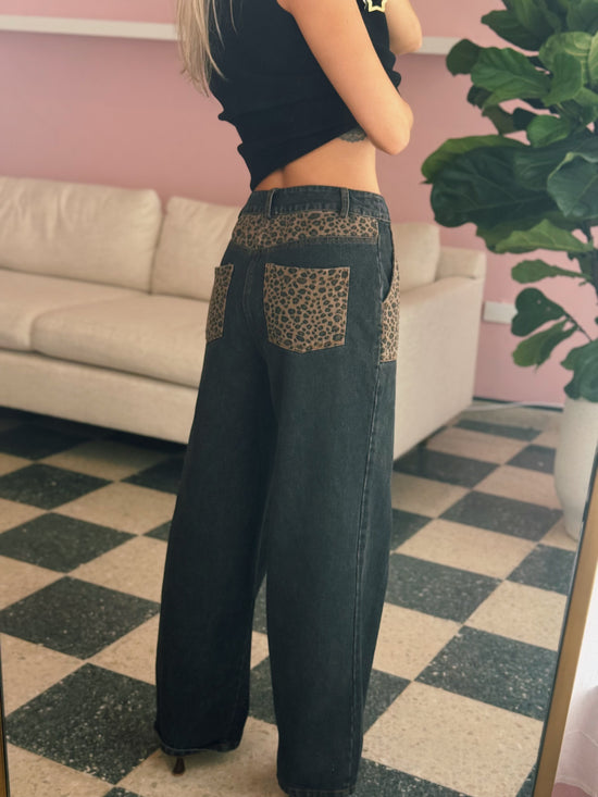 Leopard Charcoal Jeans