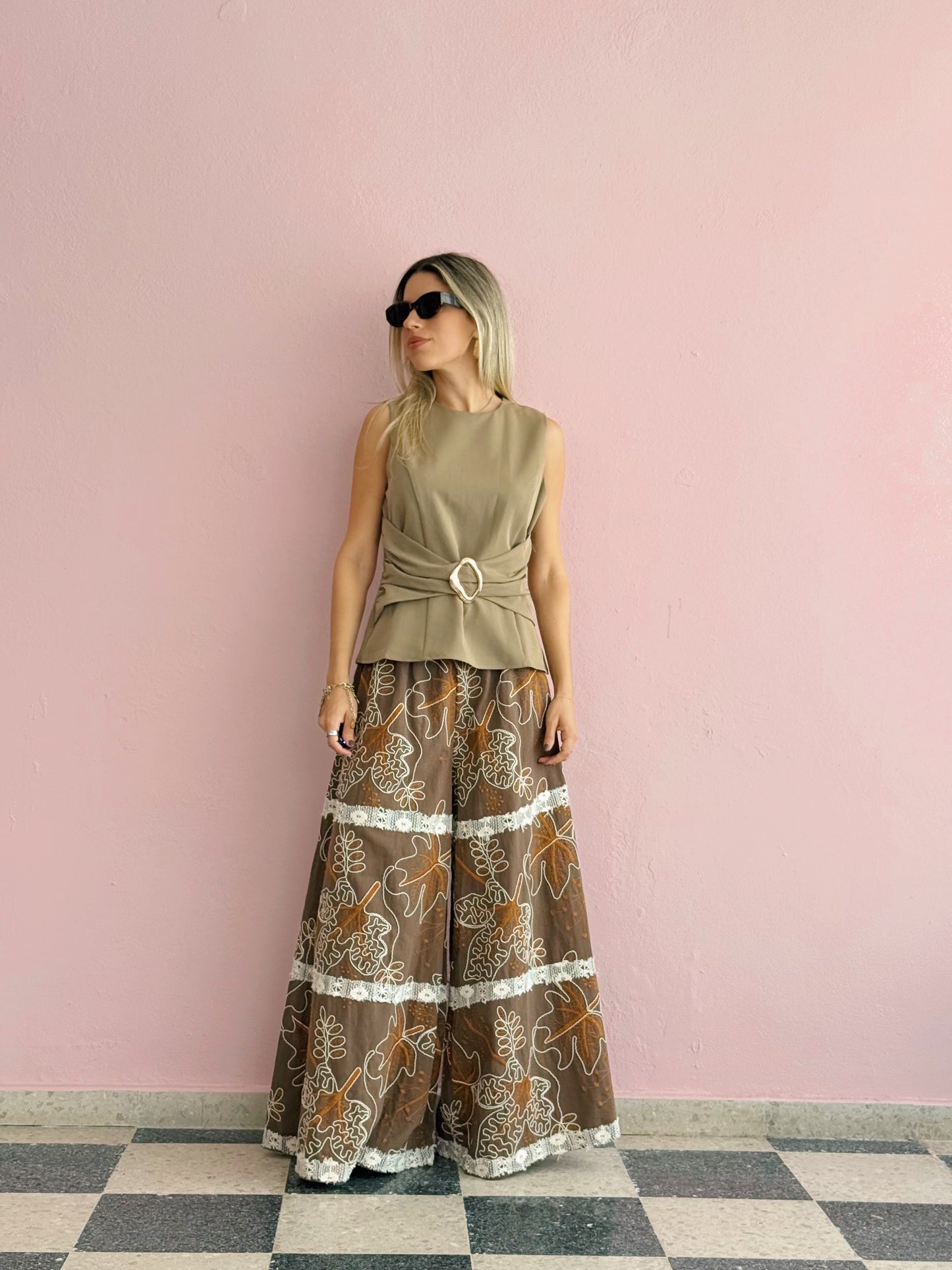 Choco Embroidered Pants
