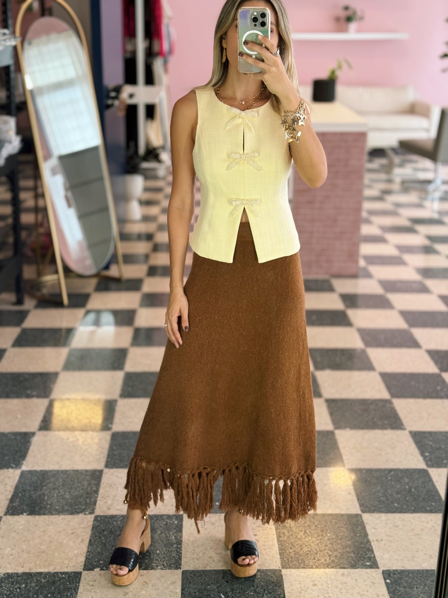 PRE ORDER (final sale/read description) Fringed Skirt