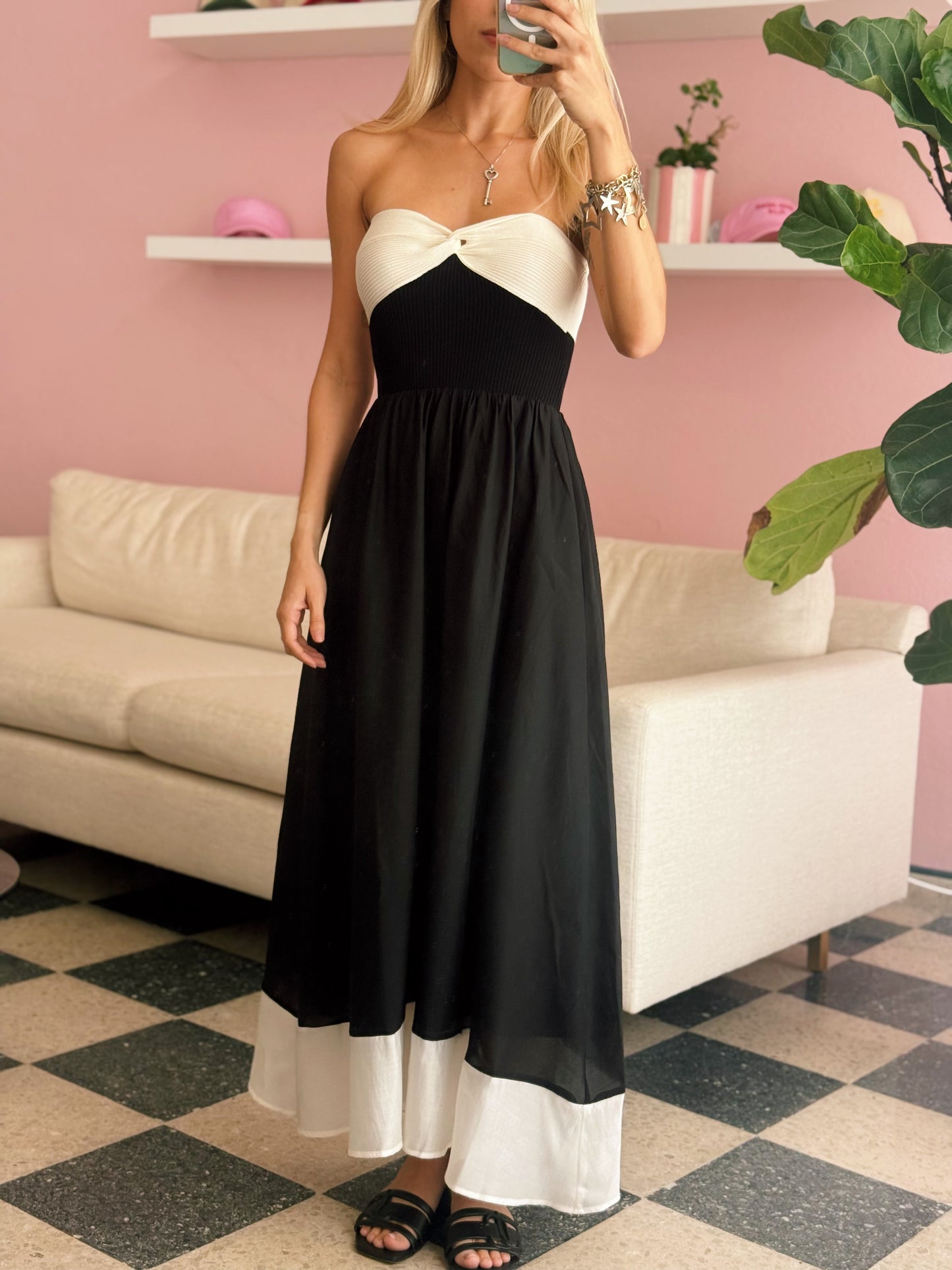 Black & White Strapless Madi Dress