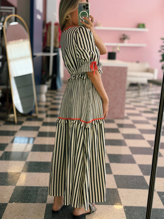 Striped Dress With Hot Pink Accents