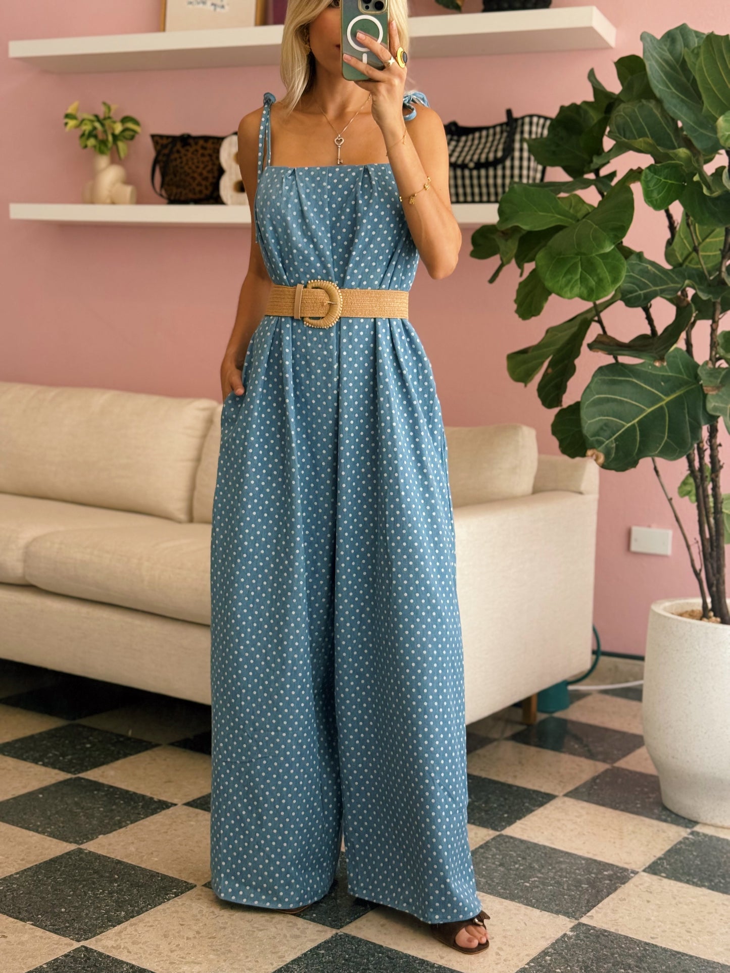 Polka Dot Wide Leg Jumpsuit