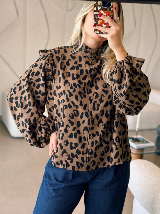 Mocha Leopard Blouse