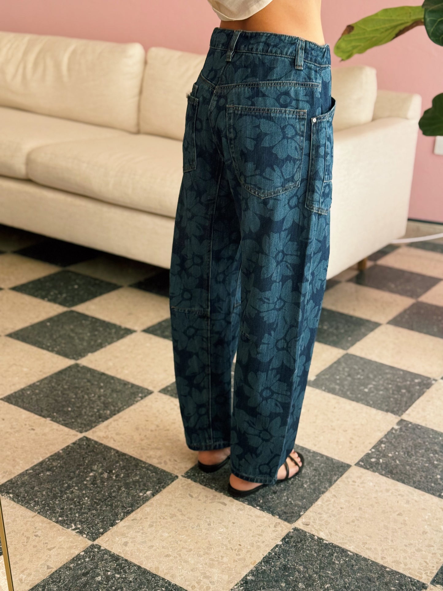 Floral Barrel Jean