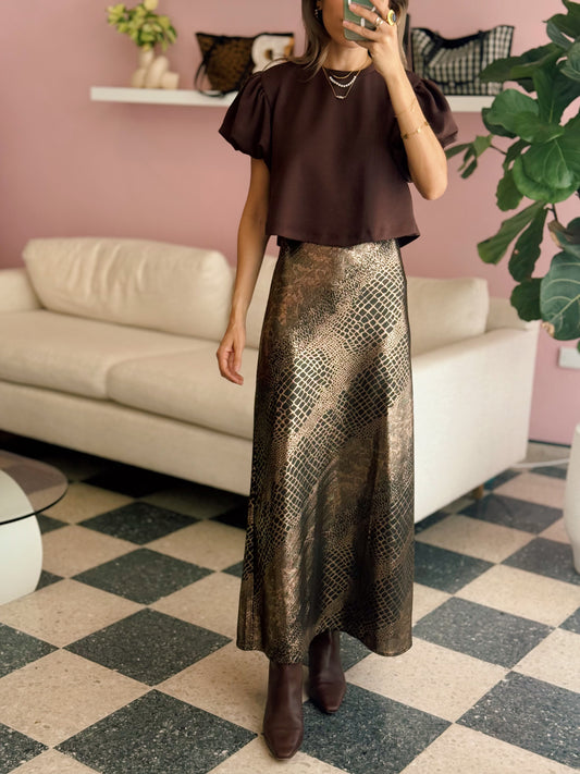 Gold Metallic Animal Print Skirt