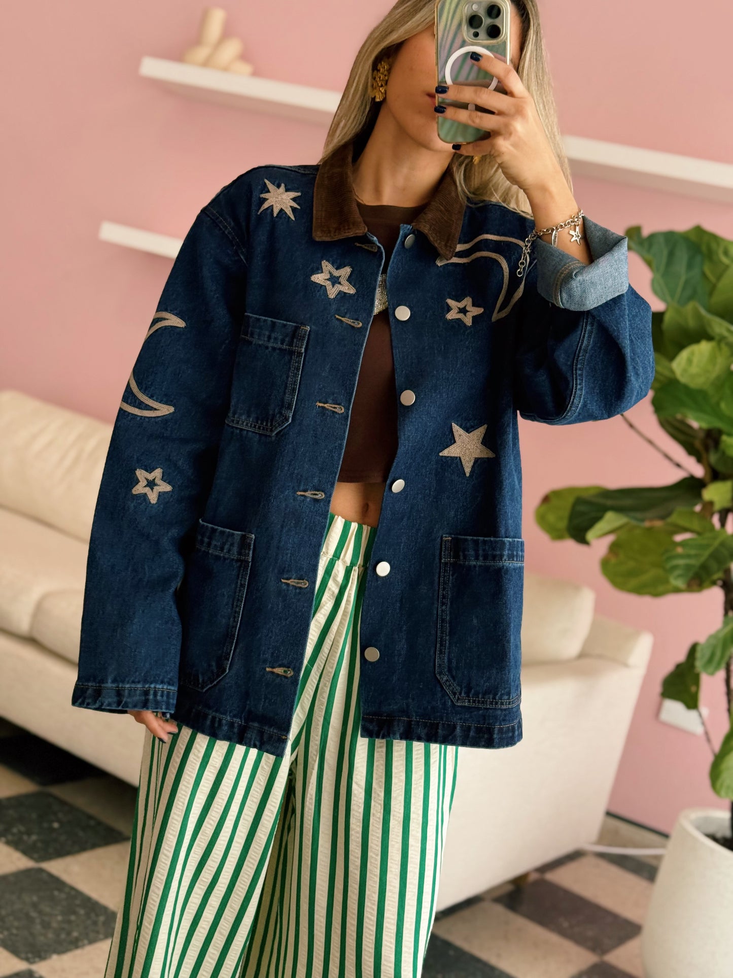 Denim Embroidered Sky Jacket