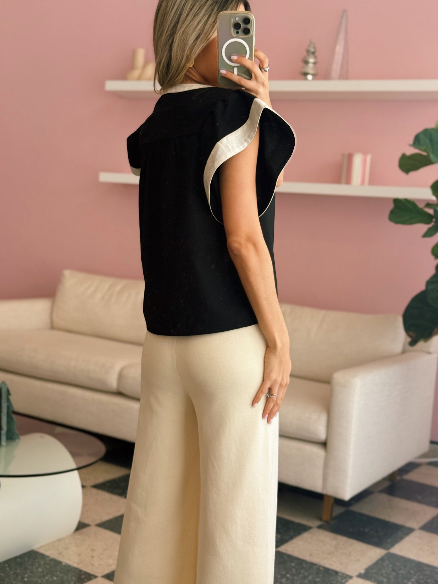 Flutter Sleeve V-Neck Top