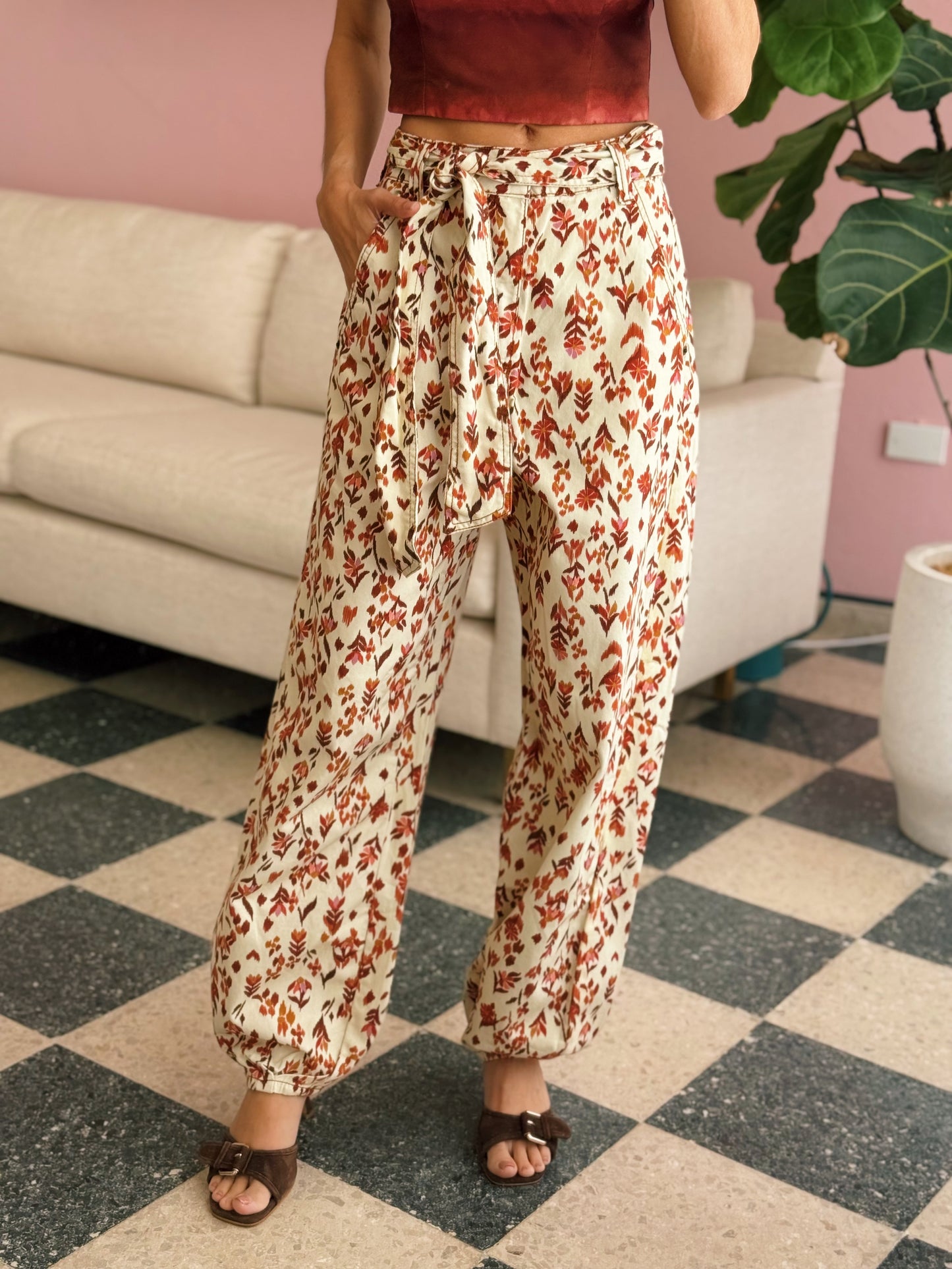 Jadirm Ikat Belted Twill Pants - Dress To
