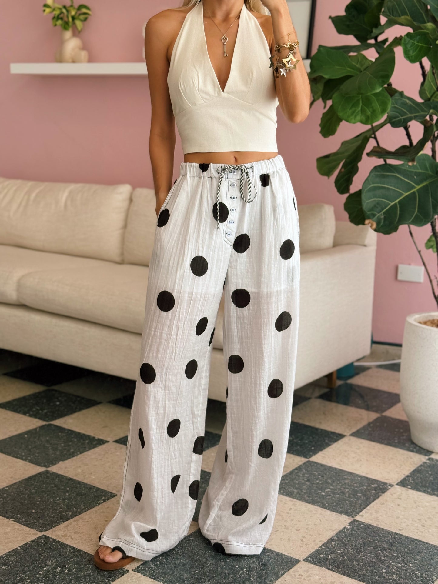 Polka Dot Gauze Lounge Pants