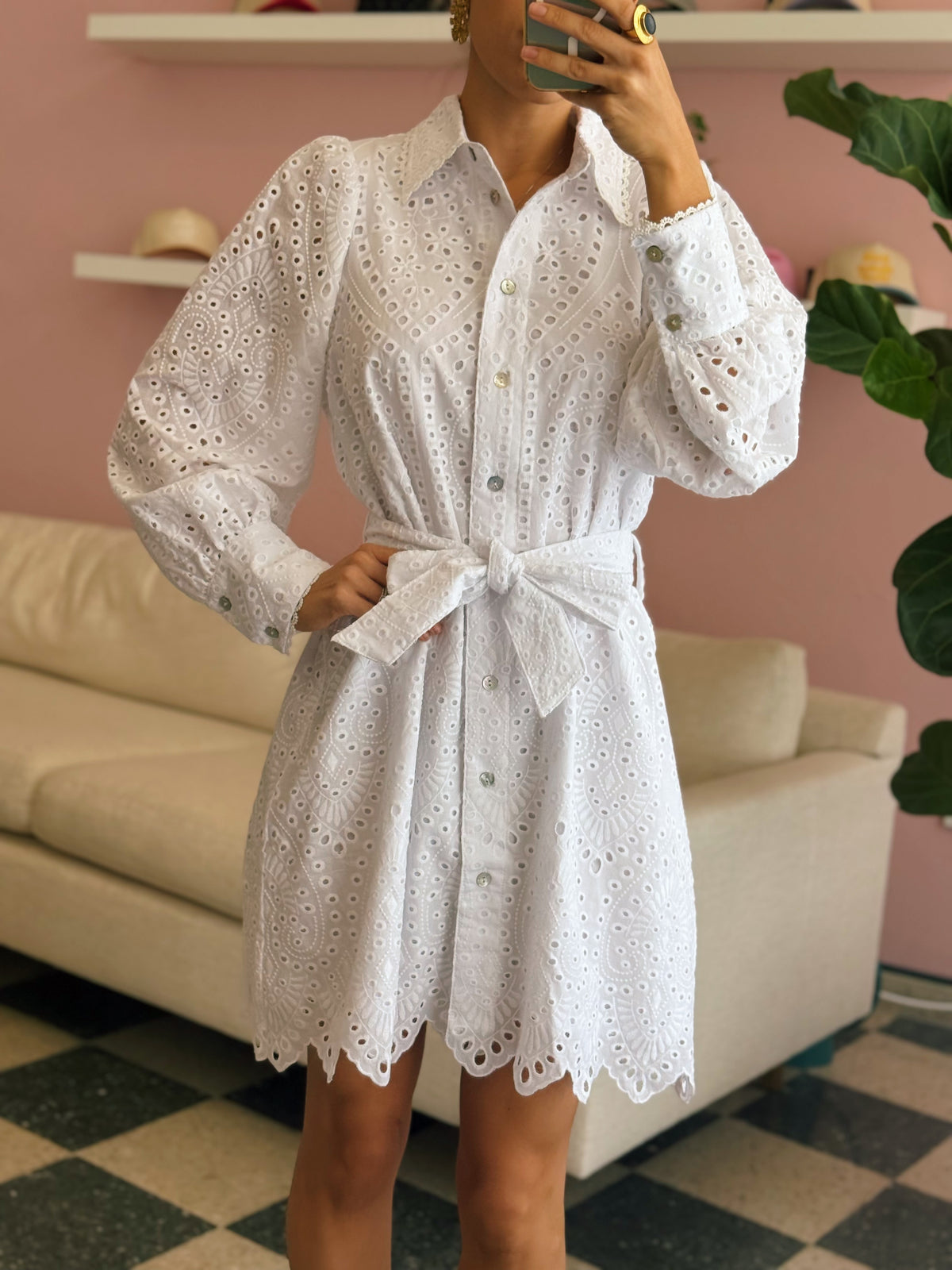 Eyelet White Dress