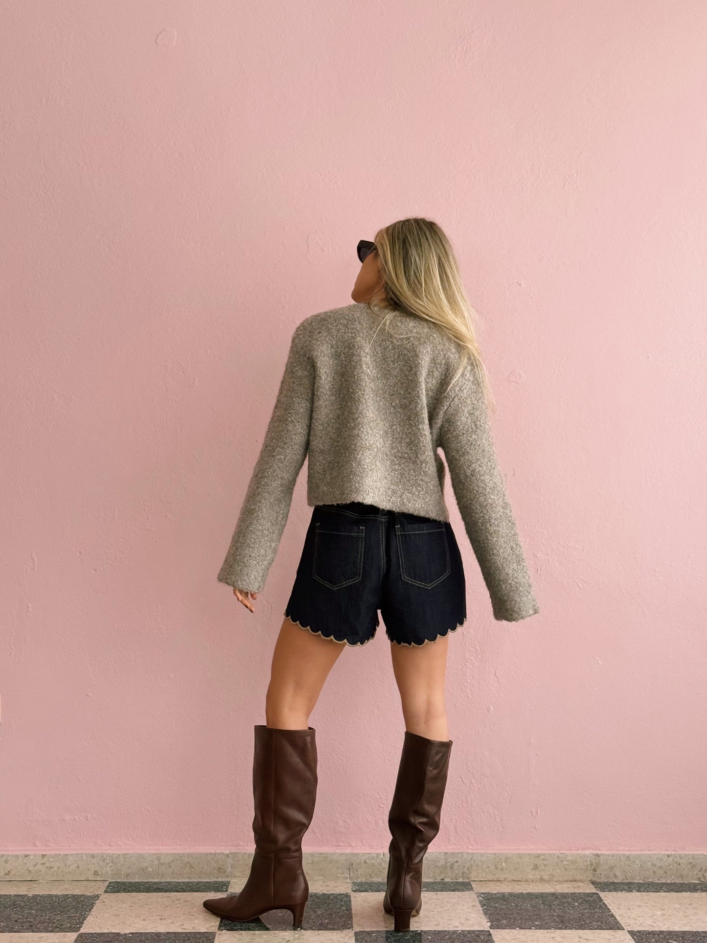 Indigo Denim Scallop Short