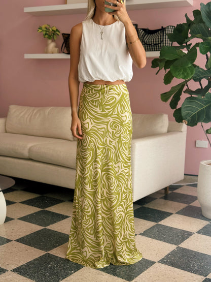 Green Slip Maxi Skirt