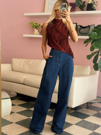Diagonal Fringe Tank Top