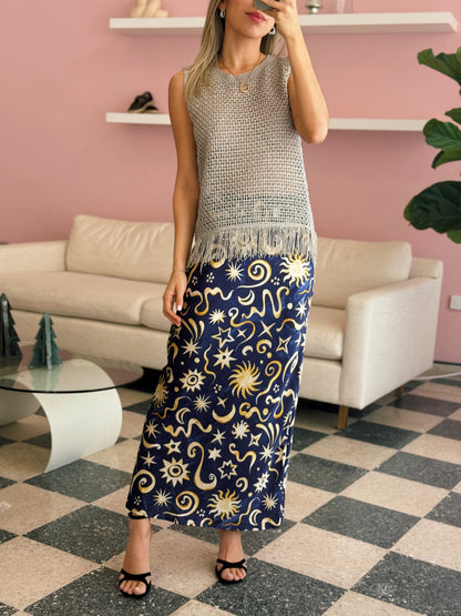 Sky Satin Skirt