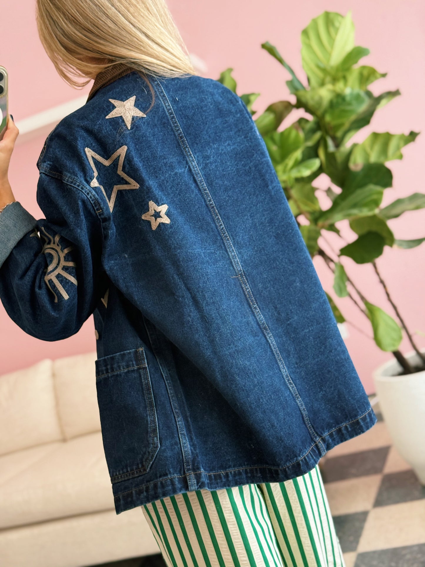 Denim Embroidered Sky Jacket