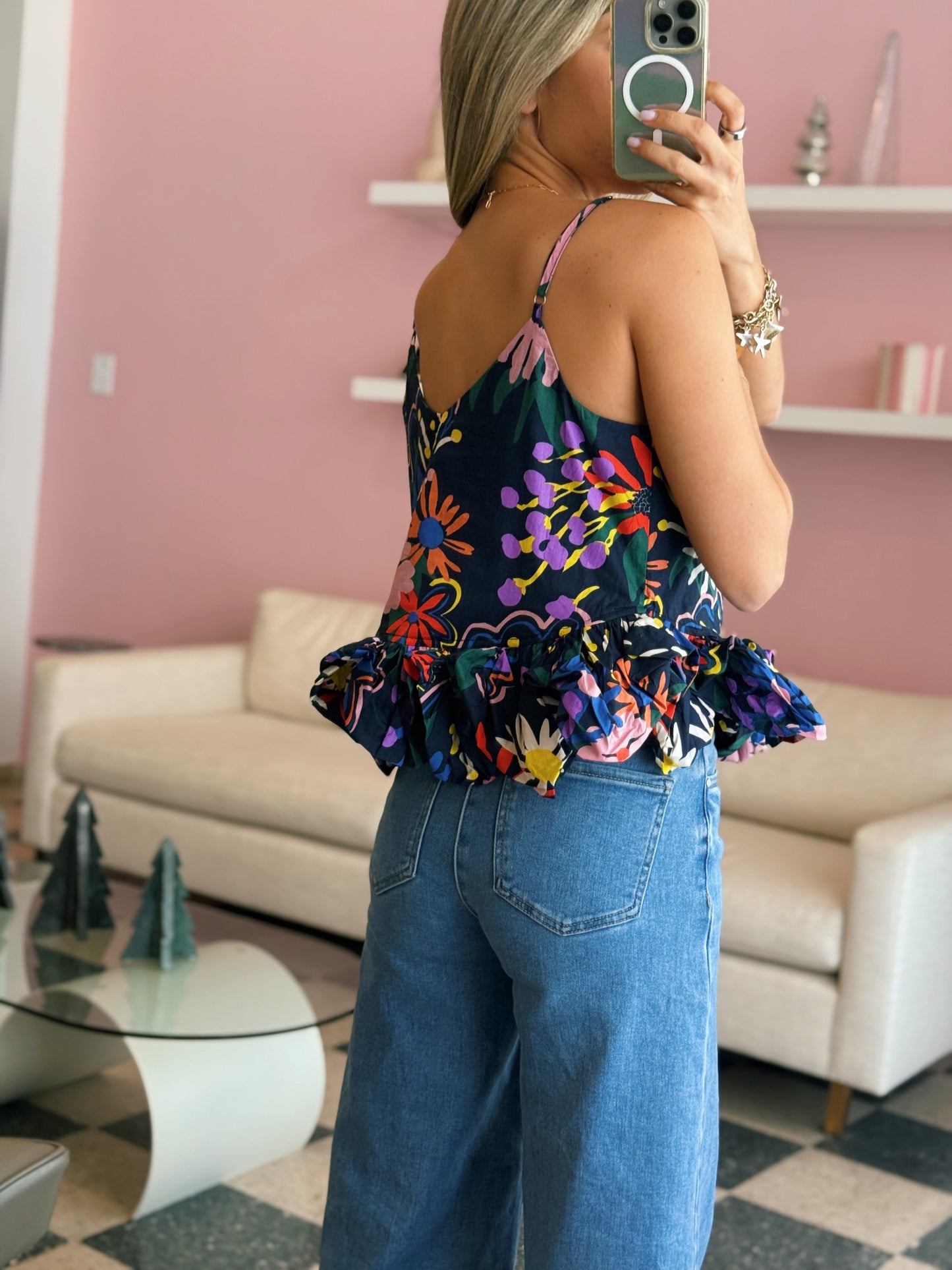 Navy Floral Top