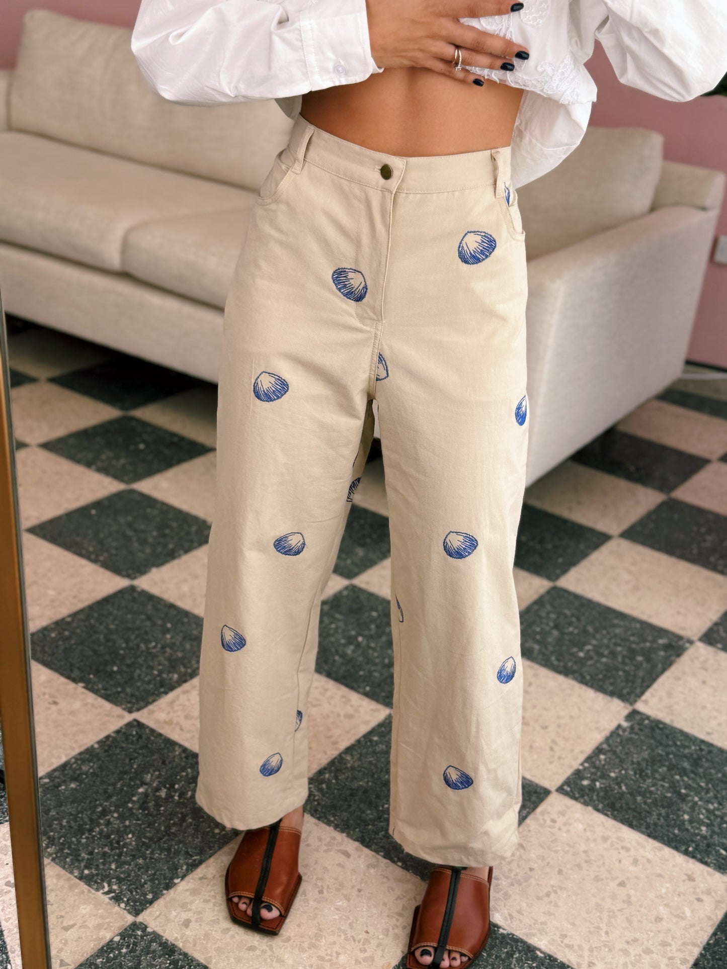 Sand Bayside Embroidered Pants