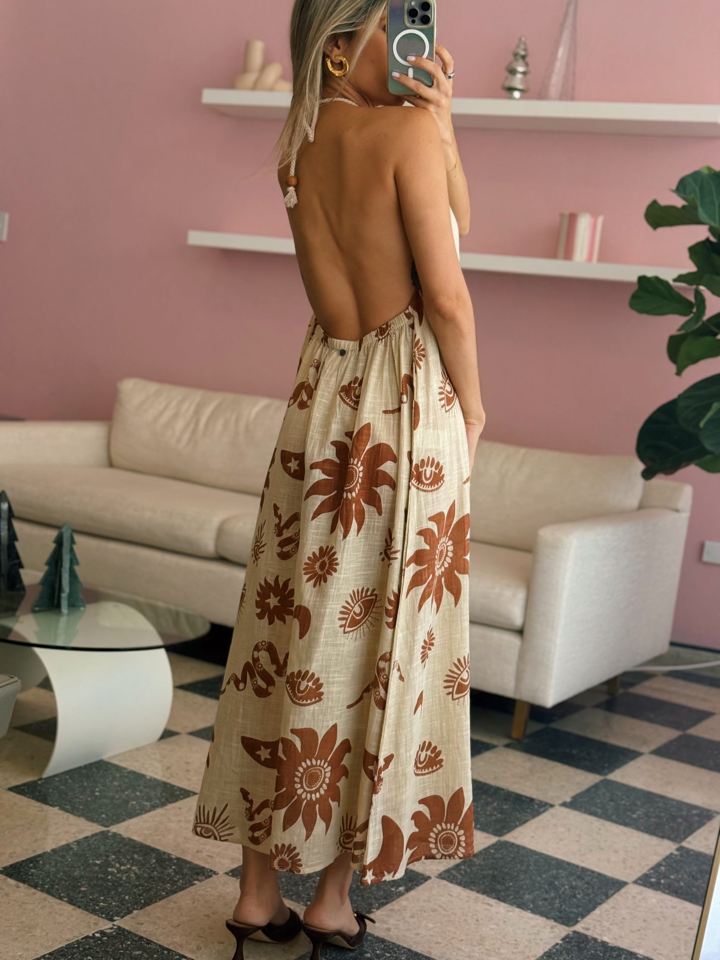 Open Back Country Midi Dress - Made in India