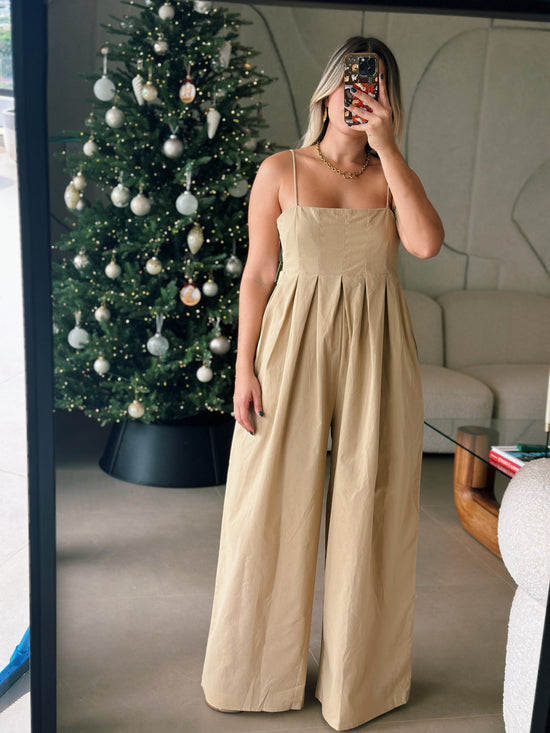 Taupe Pleated Jumpsuit