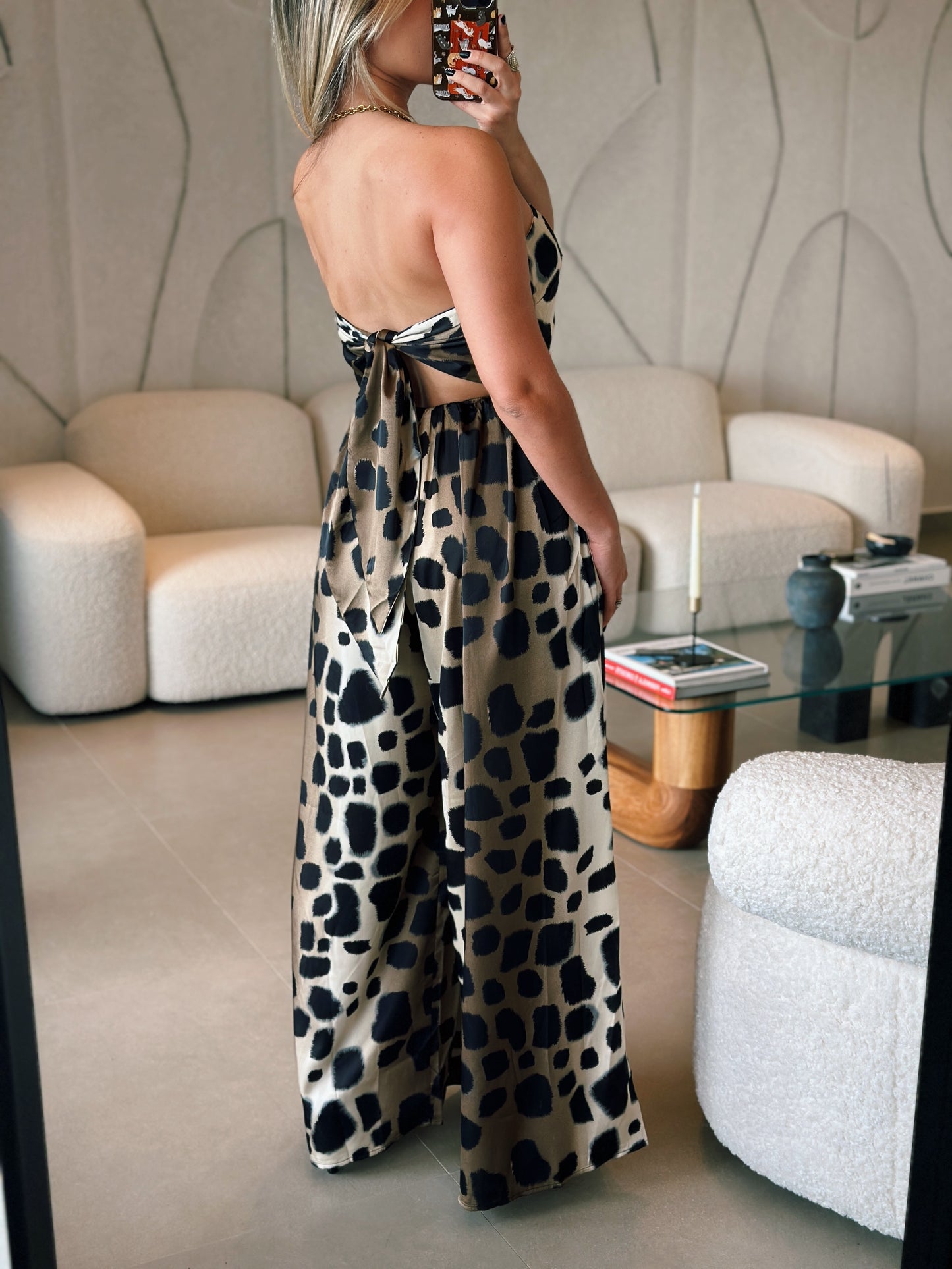 Leopard Tube Tie Back Jumpsuit