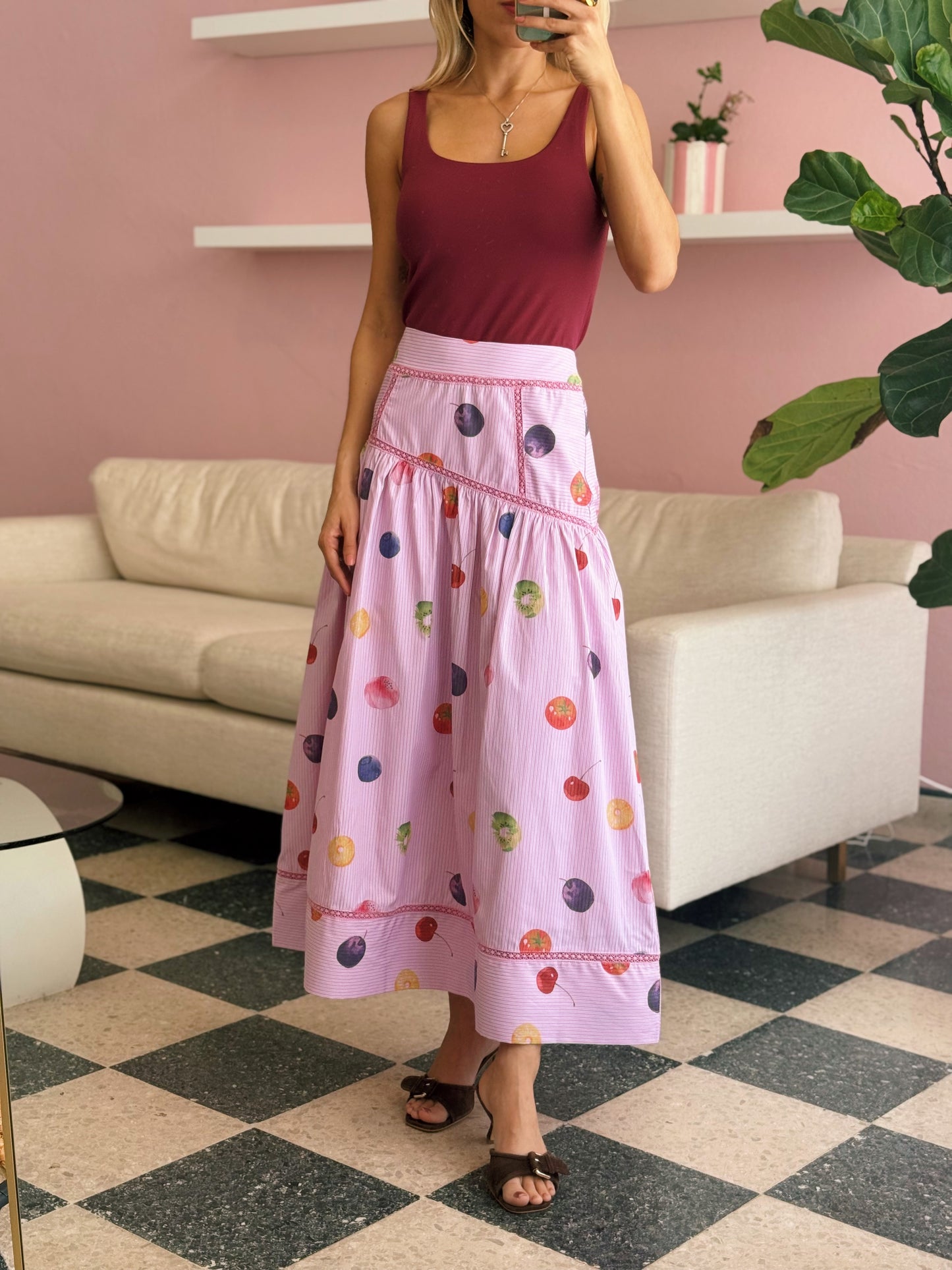 Fruit Medley Midi Skirt