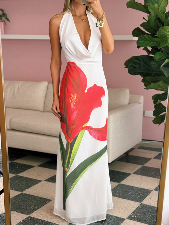 Red Lily Cowl Maxi Dress