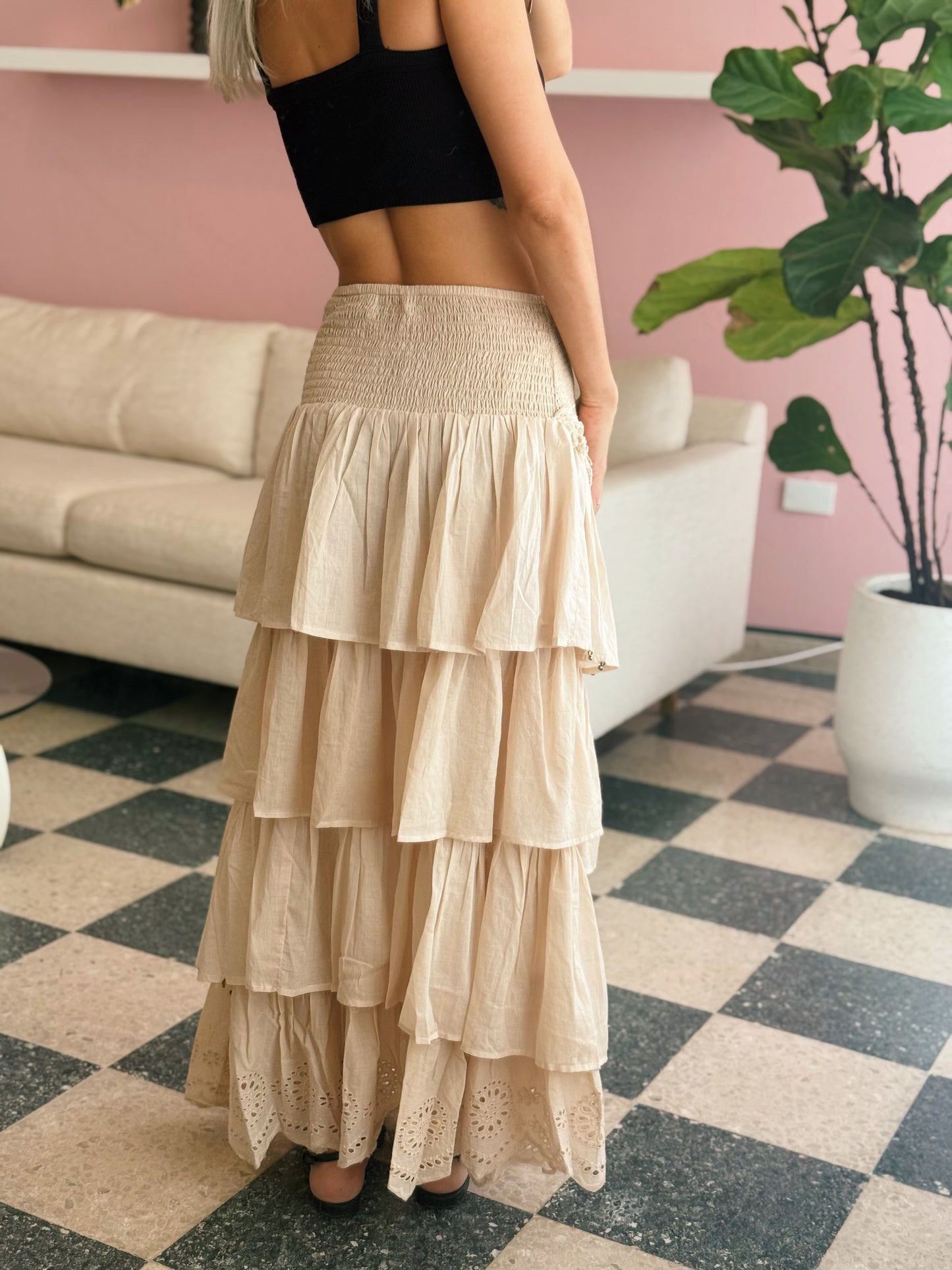 PRE ORDER (final sale/read description!!) Ivory Boho Seashell Skirt