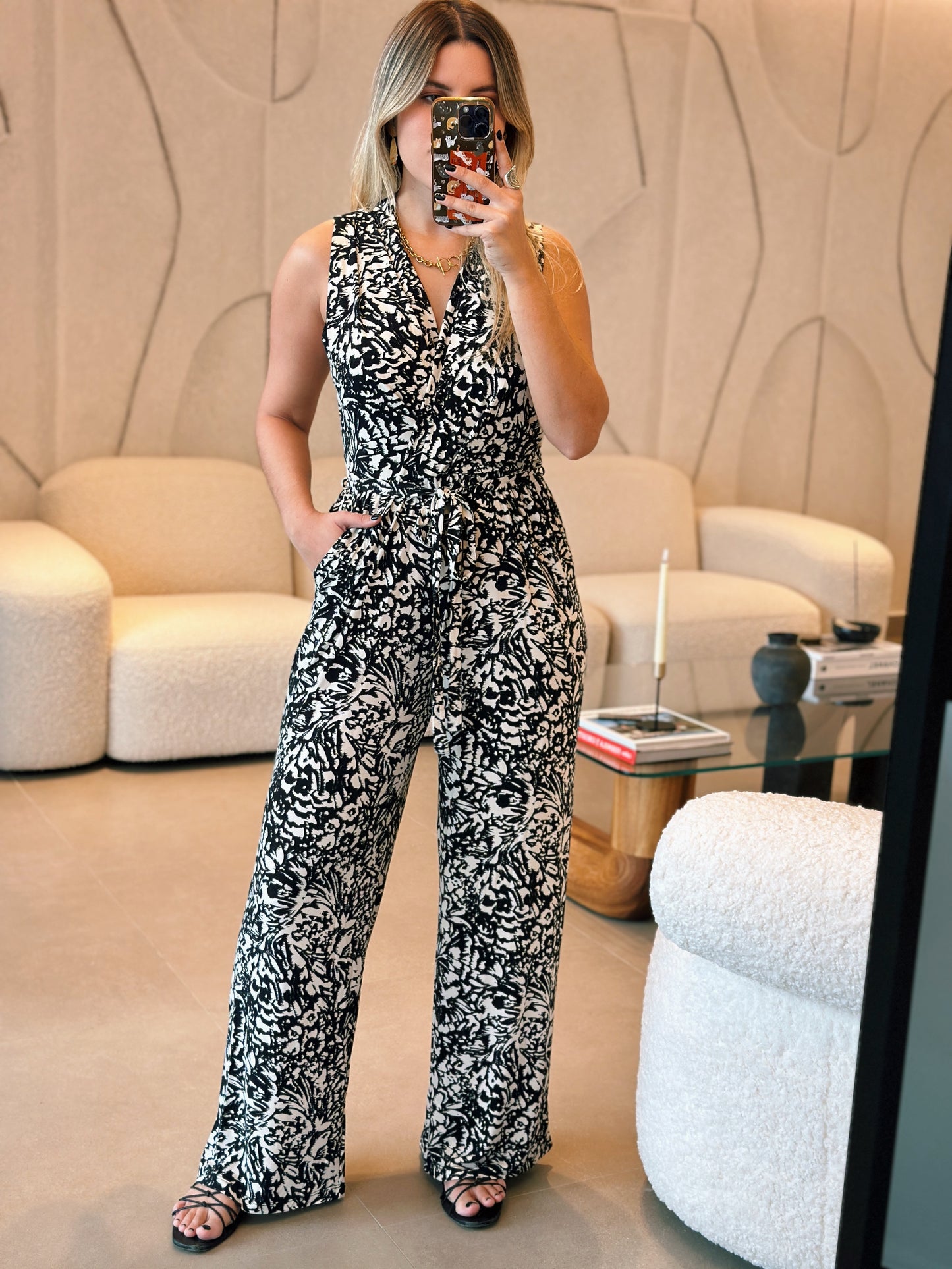 Sleeveless Tie Jumpsuit