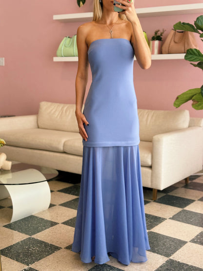 Lizet Strapless Mini Dress with Sheer Maxi Overlay