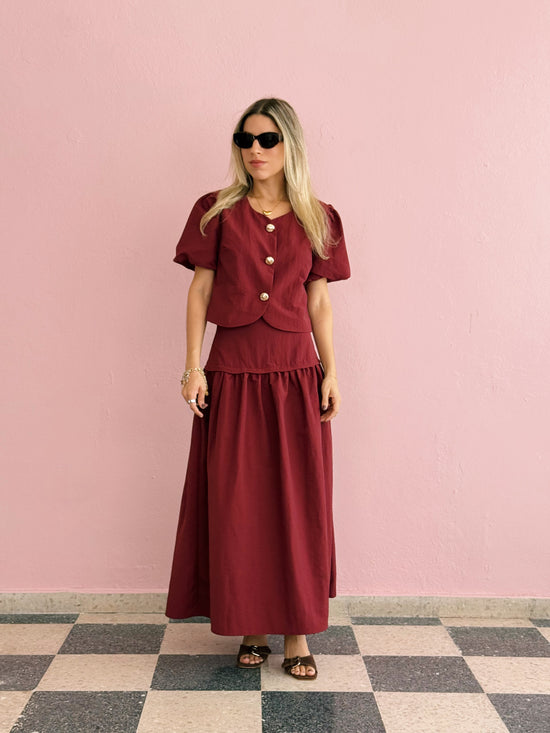 Burgundy Skirt Set