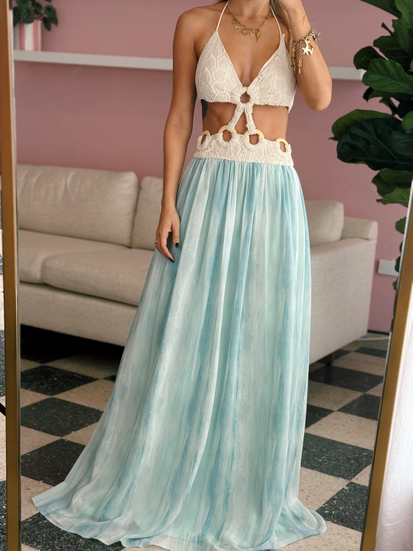 Crochet Blue Maxi Dress