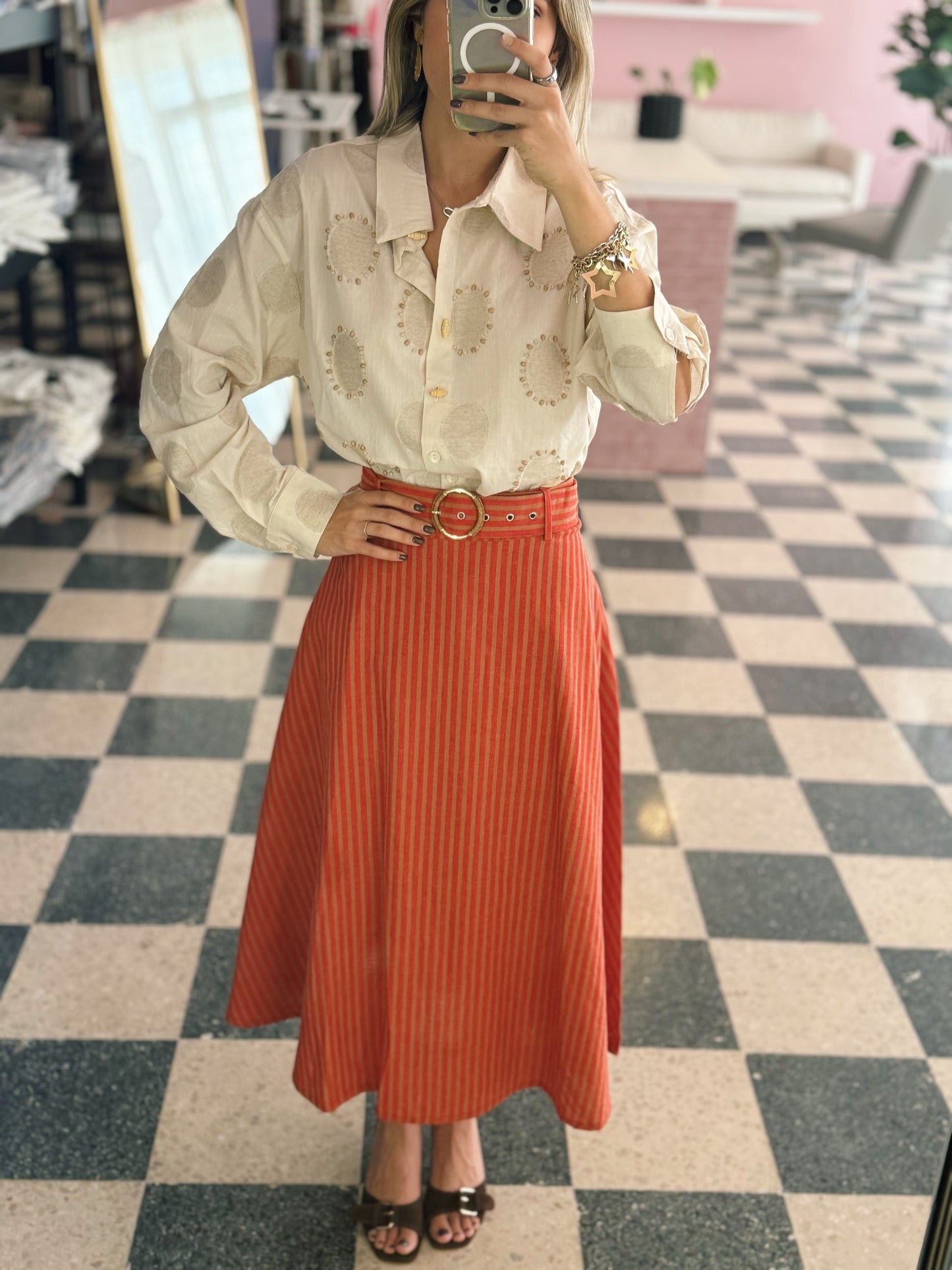 PRE ORDER (final sale/read description) Linen Brick Skirt