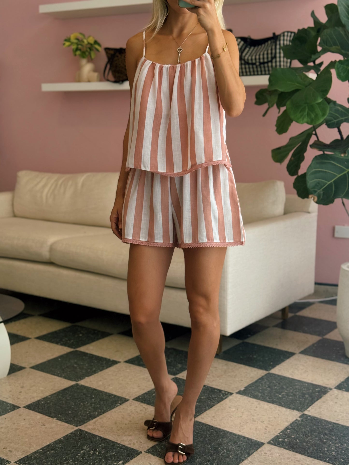 Pink Stripes Short Set