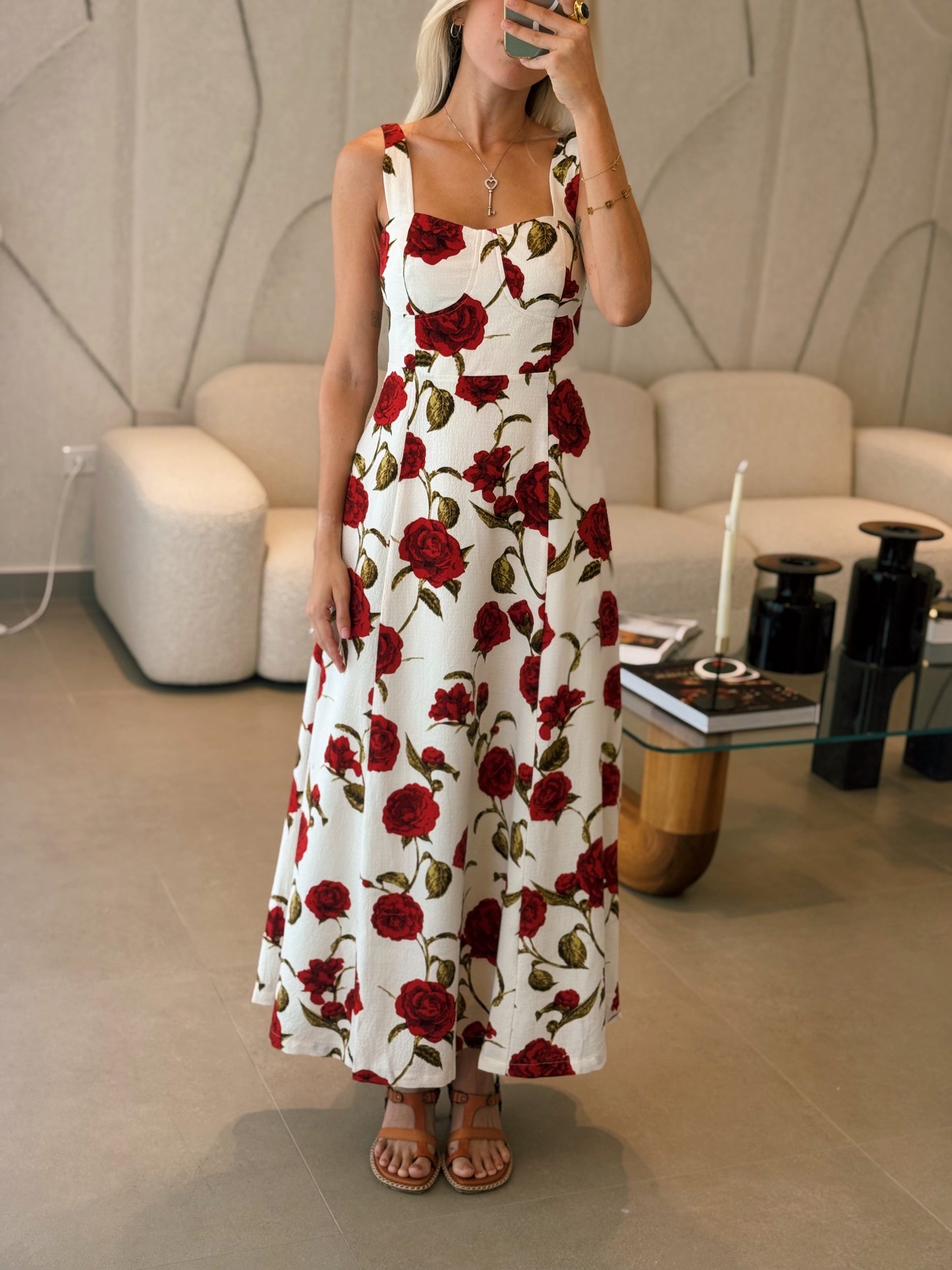 Rose Print Maxi Dress