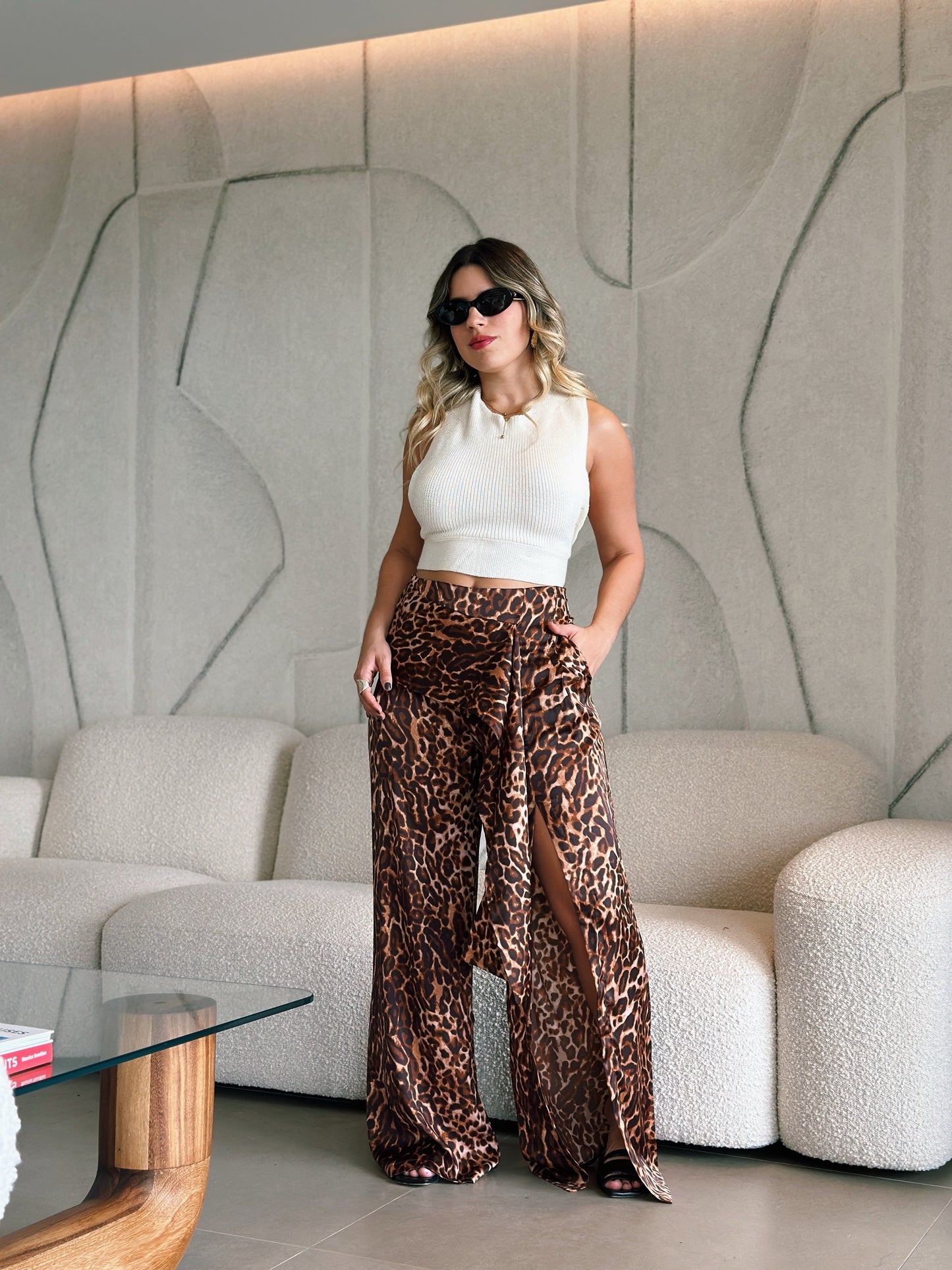 Asymmetrical Leopard Pants