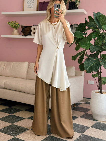 Satin Draped Asymmetric Top