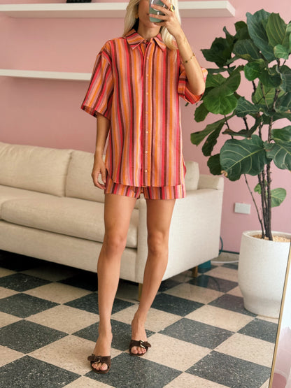 Striped Linen Short Set