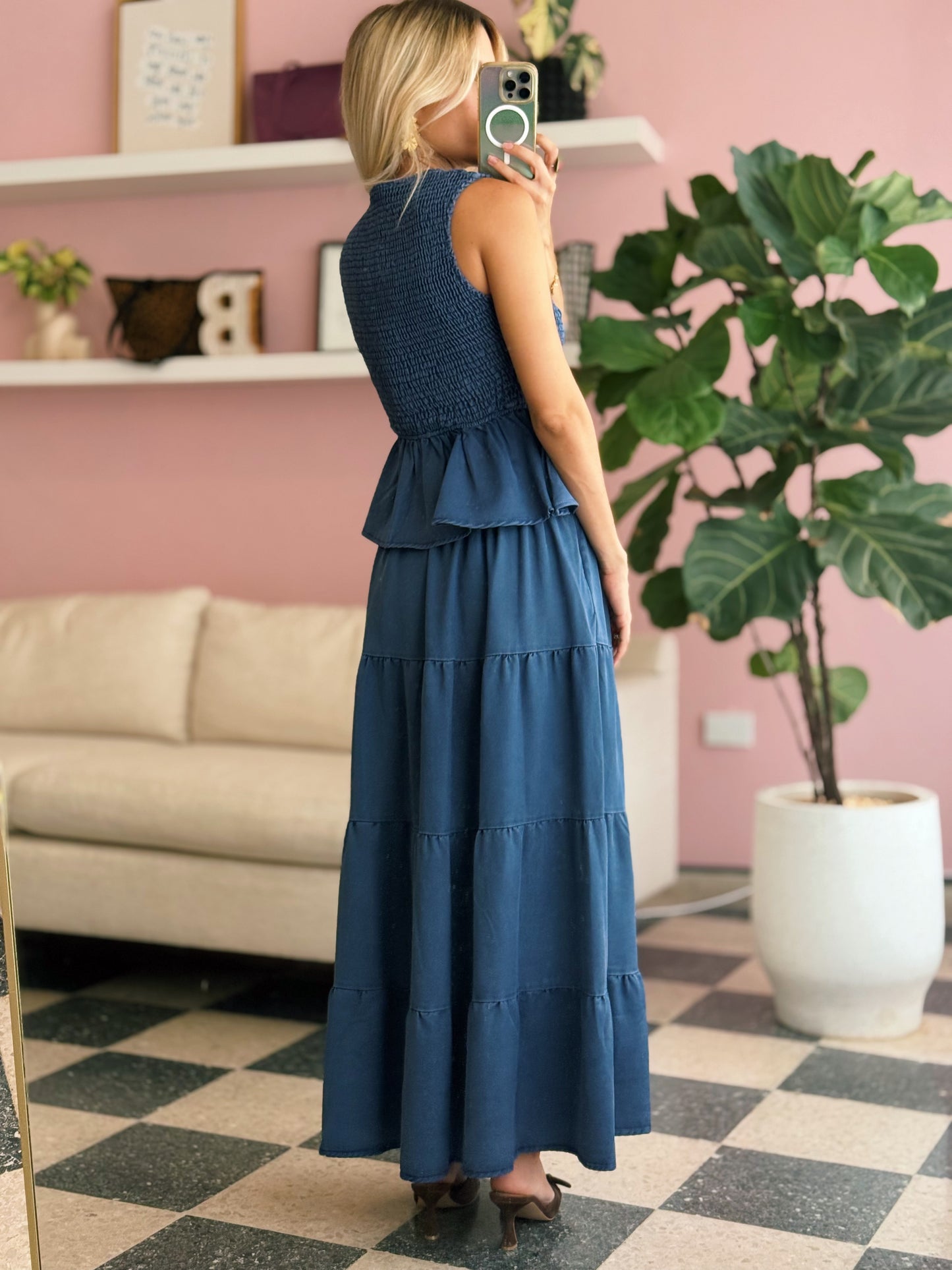 Blue Denim Skirt Set