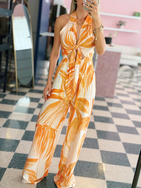 Orange Palm Jumpsuit