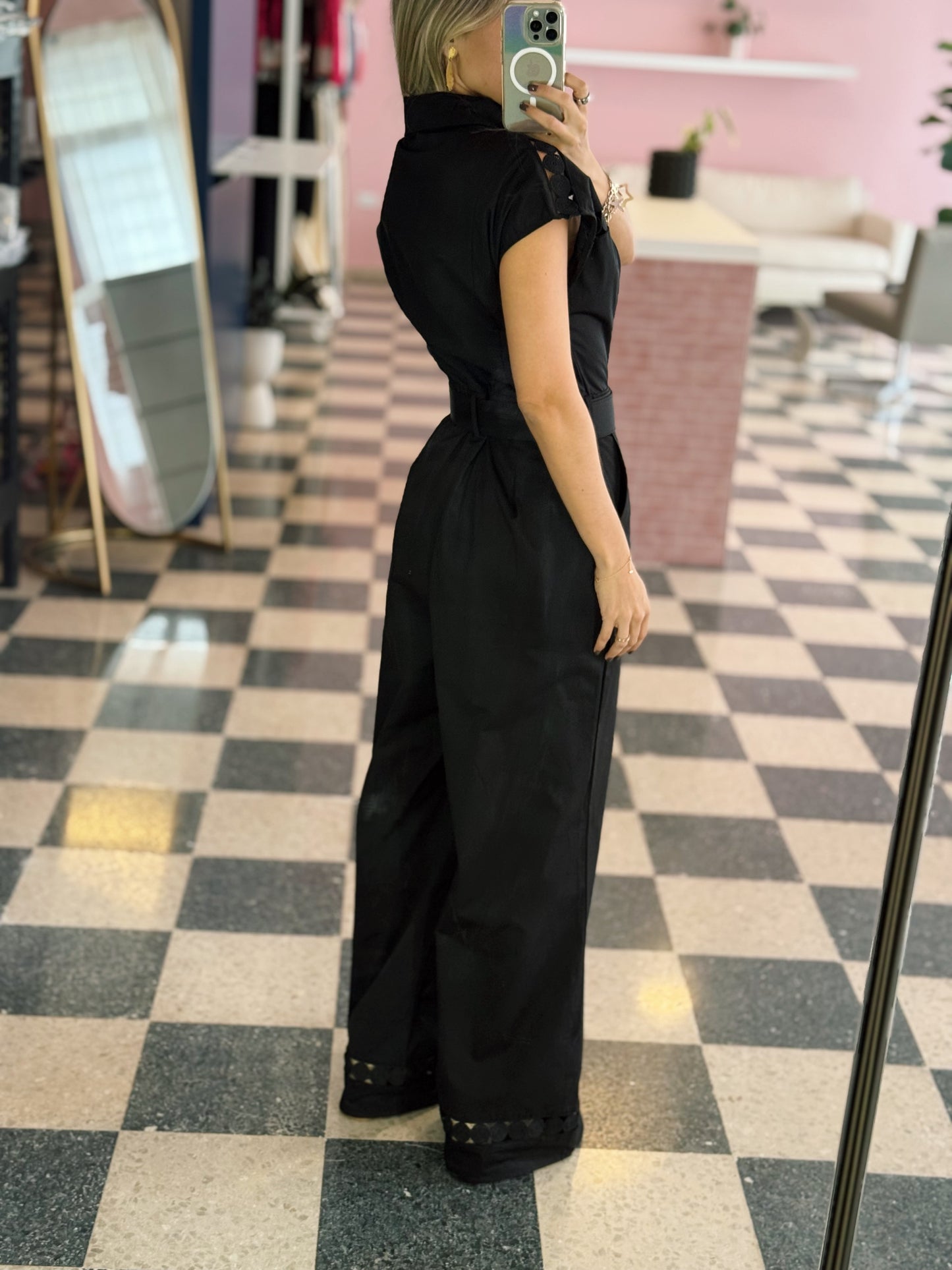 Black Embroidered Jumpsuit