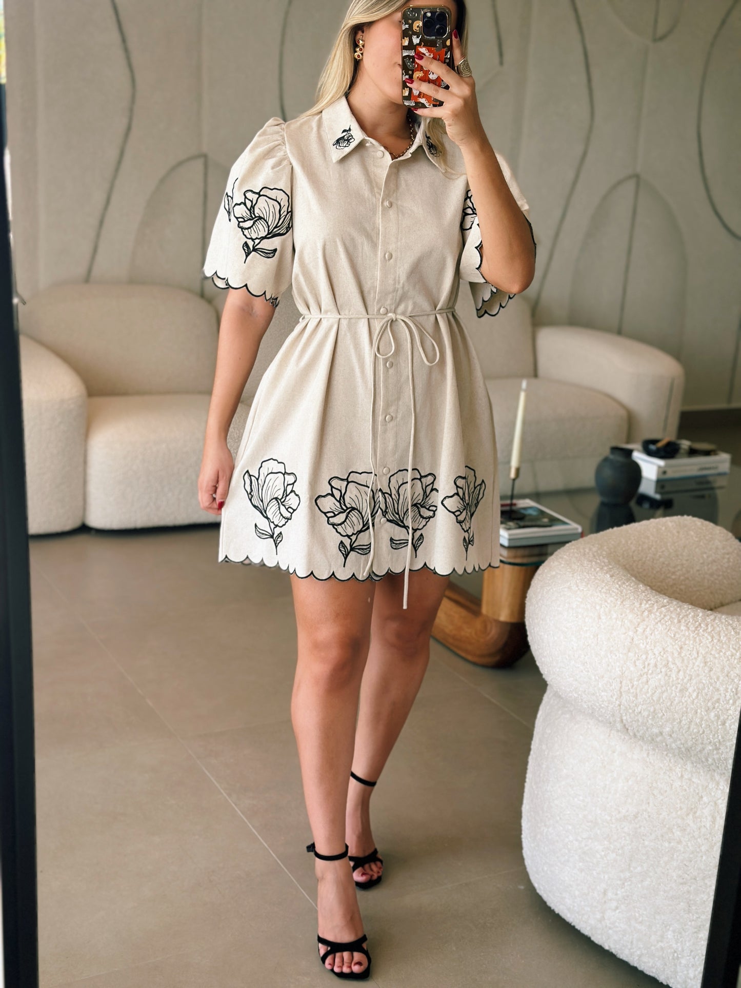 Linen Embroidered Dress