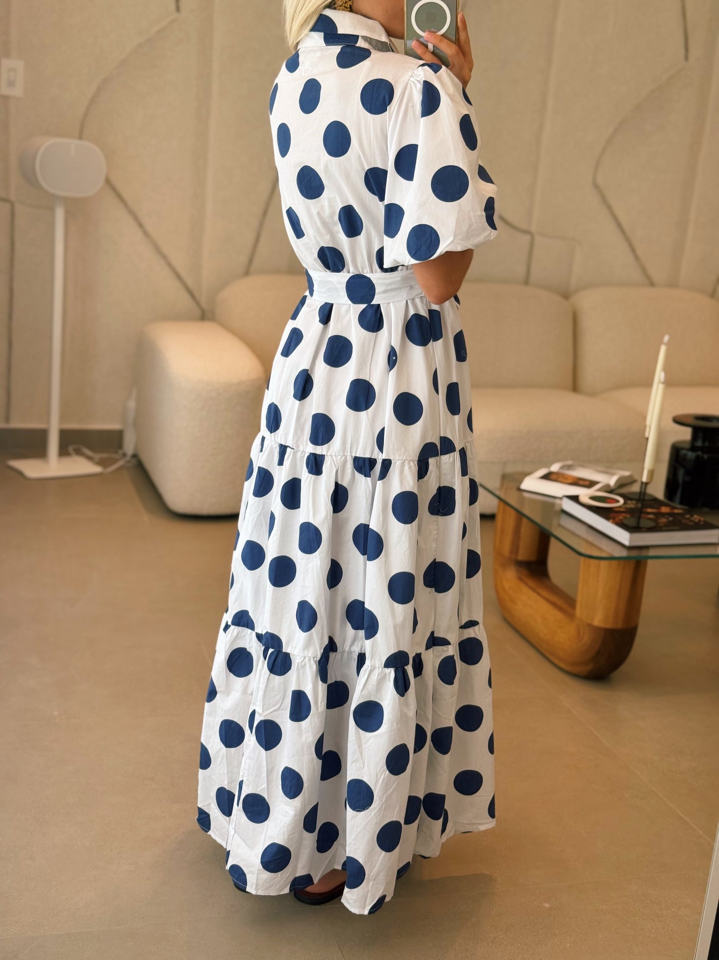 Navy Polka Dot Maxi Dress