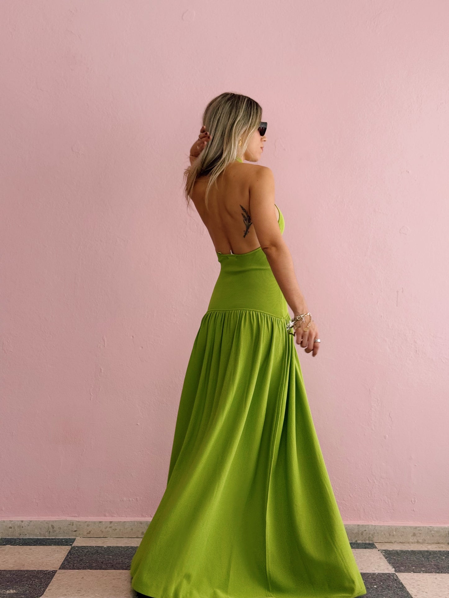 Green Halter Maxi Dress