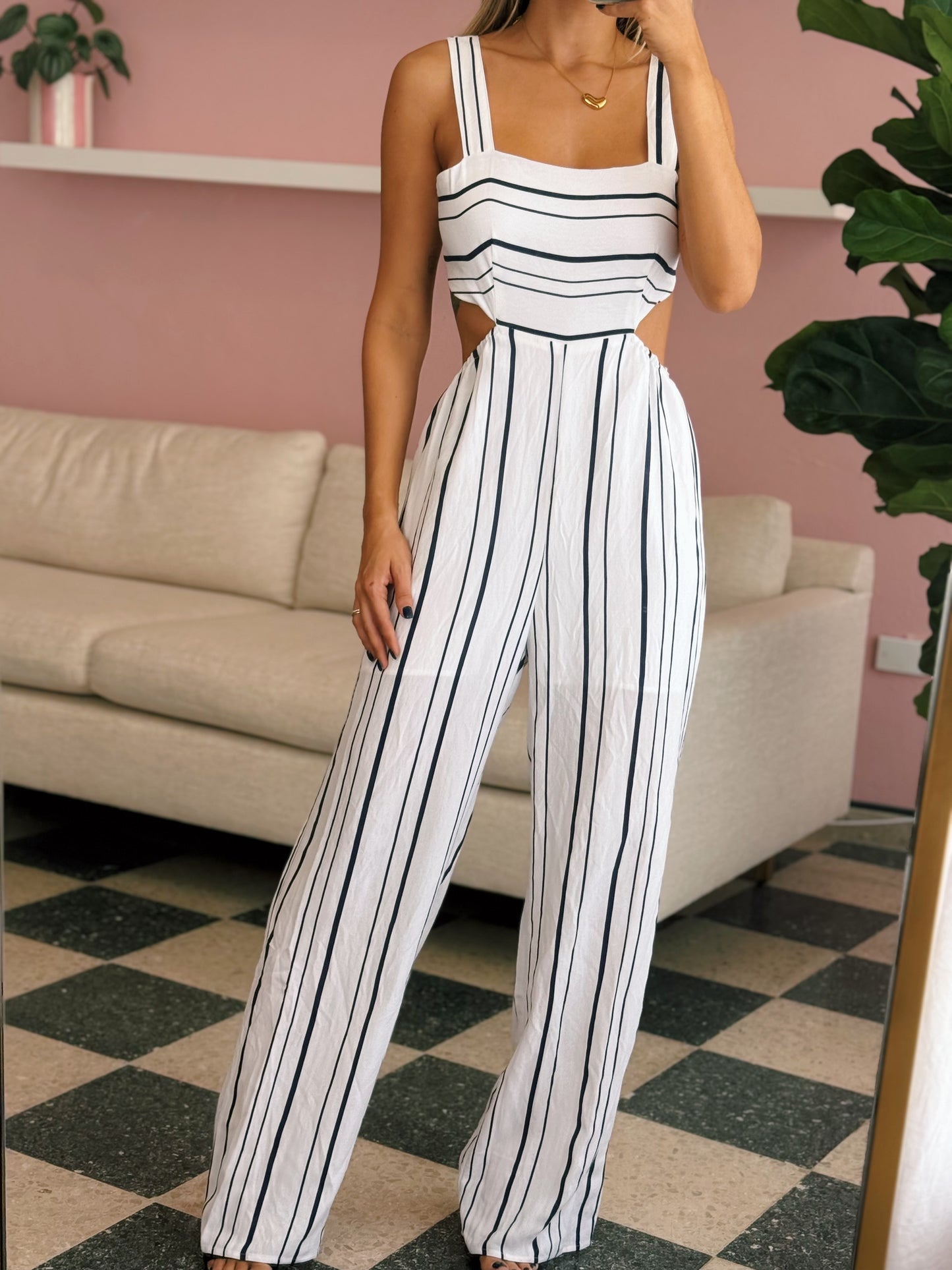 Navy Striped Jumpsuit