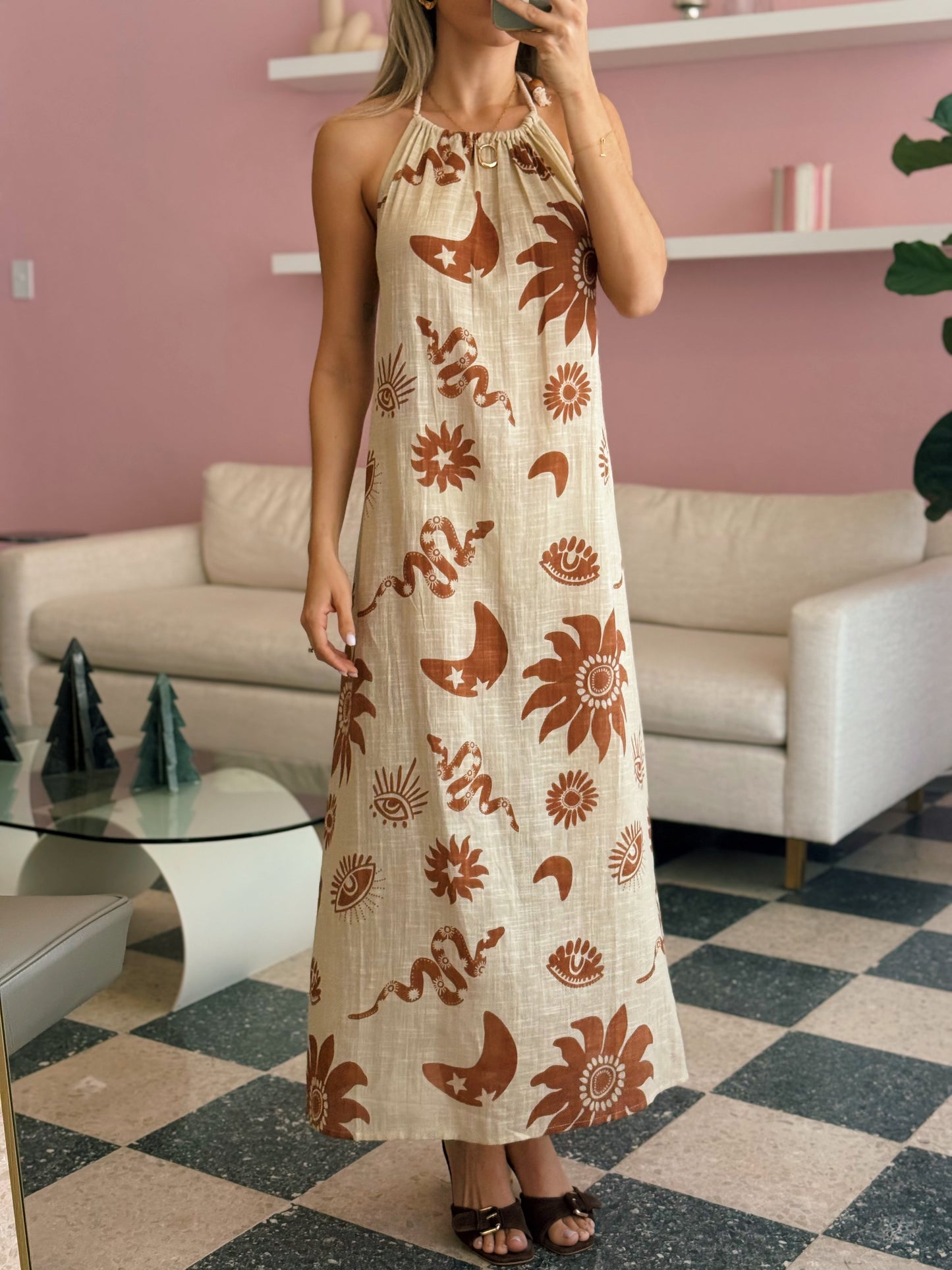 Open Back Country Midi Dress - Made in India