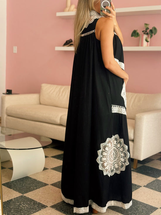 Black Embroidered Maxi Dress