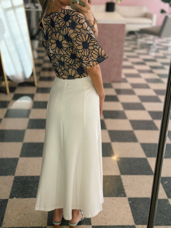 Layered White Flared Skirt