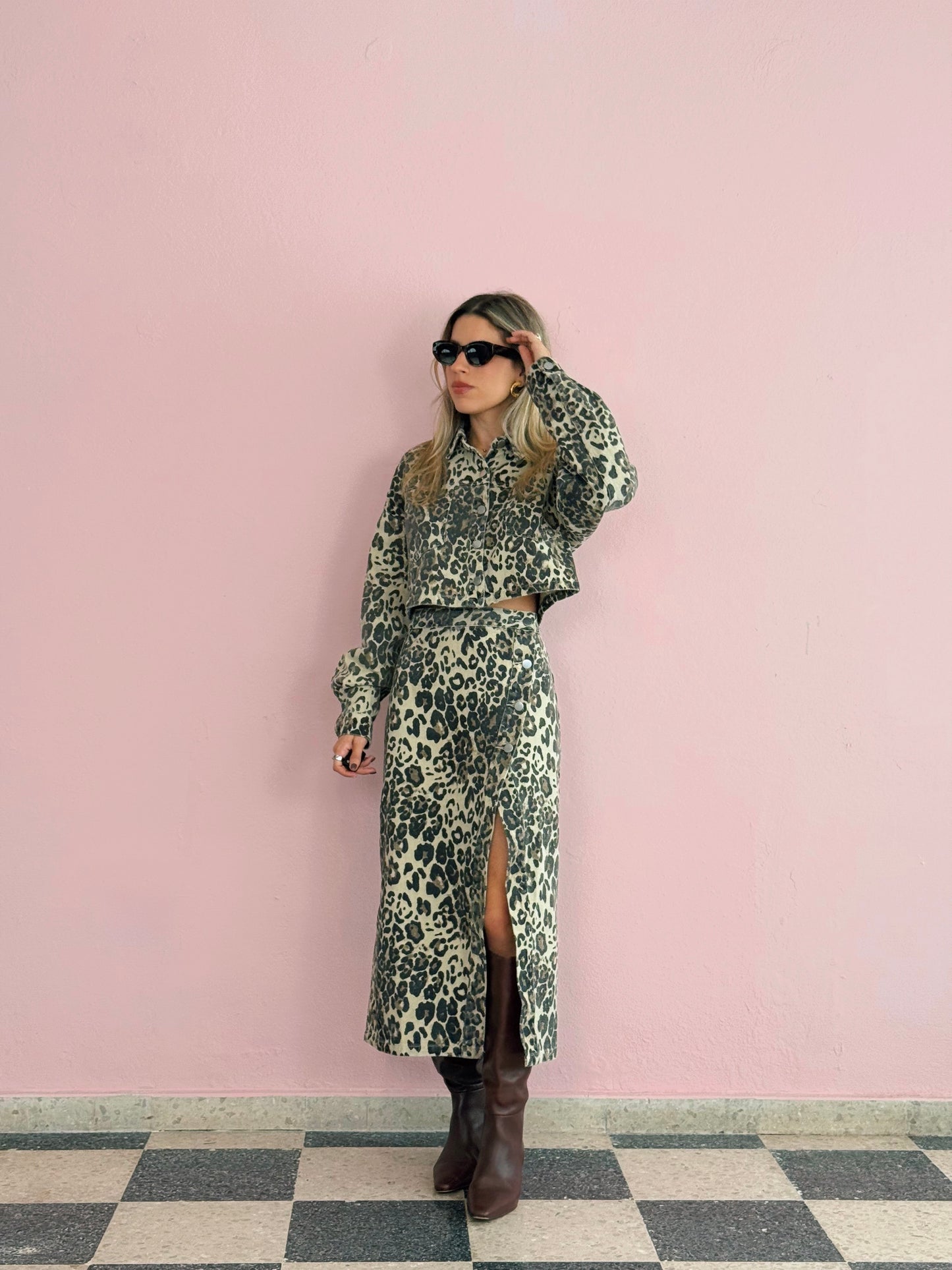 Denim Leopard Set