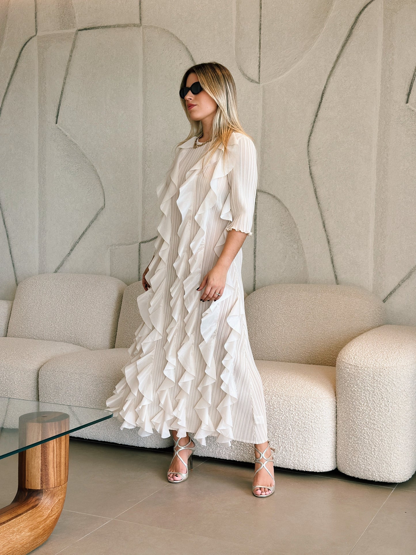 Ivory Pleated Dress