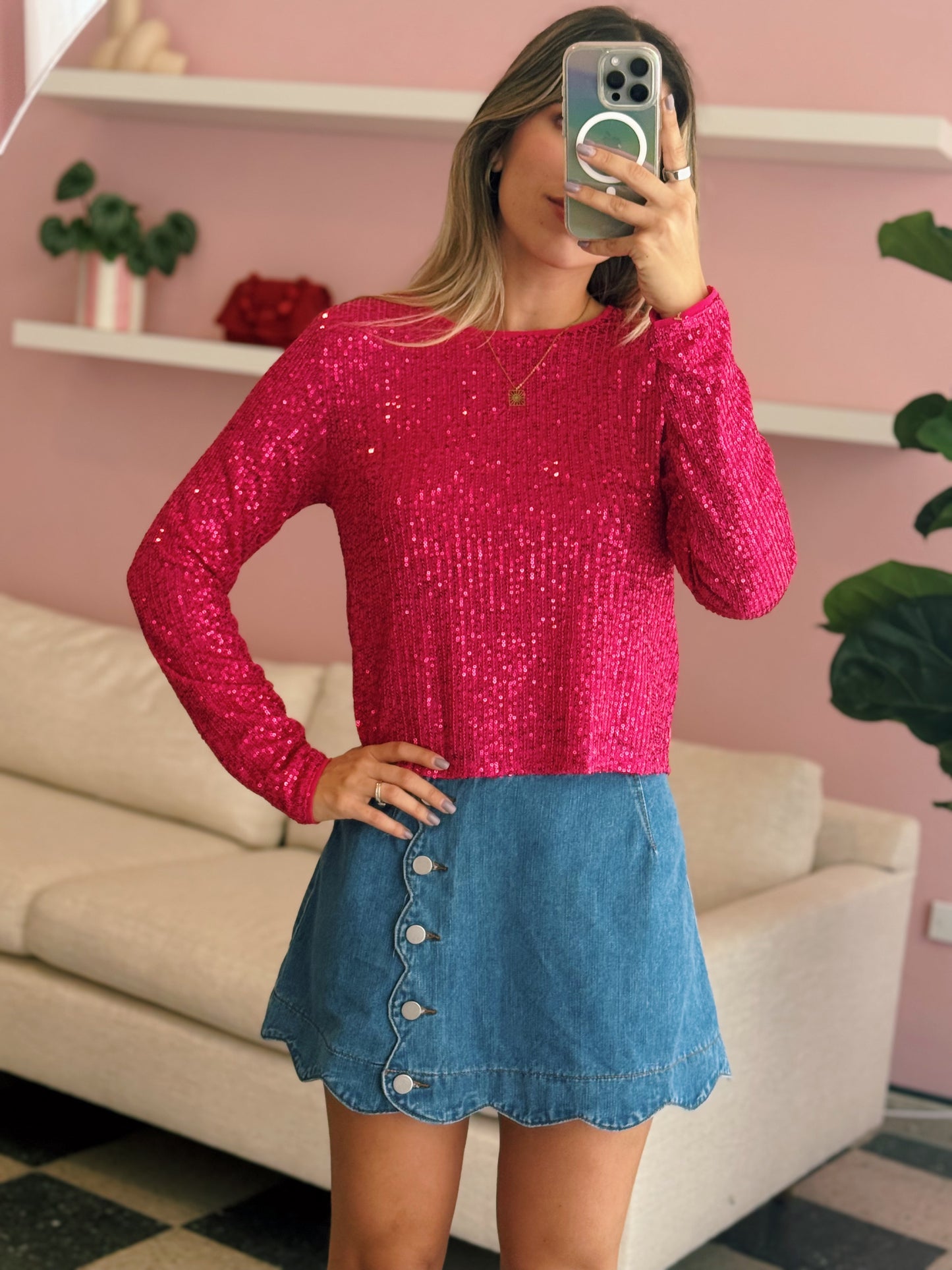 Pink Sequin Top